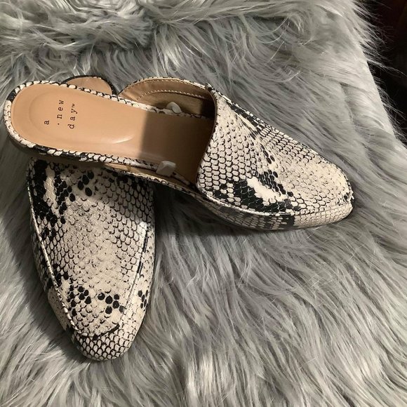Women's Cardi Snake Print Mules - A New Day™ Gray - Picture 2 of 3